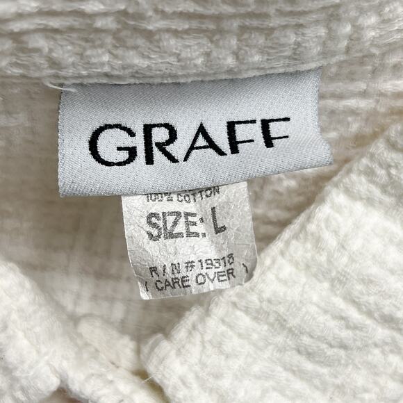 Graff Vintage Hand Painted Beach Button Up Shirt White Textured 3/4 Sleeve Boho - Picture 5 of 10